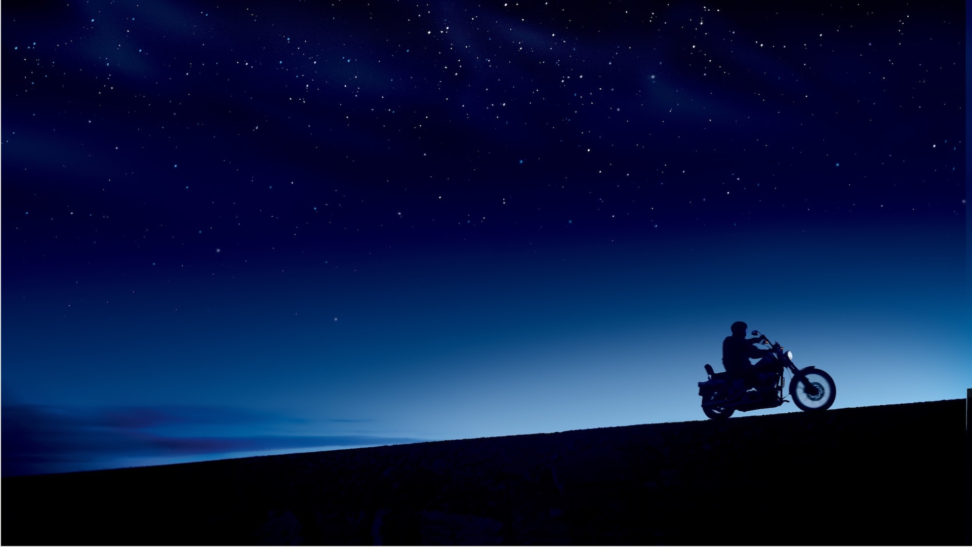 夜明けのバイクの無料バーチャル背景素材