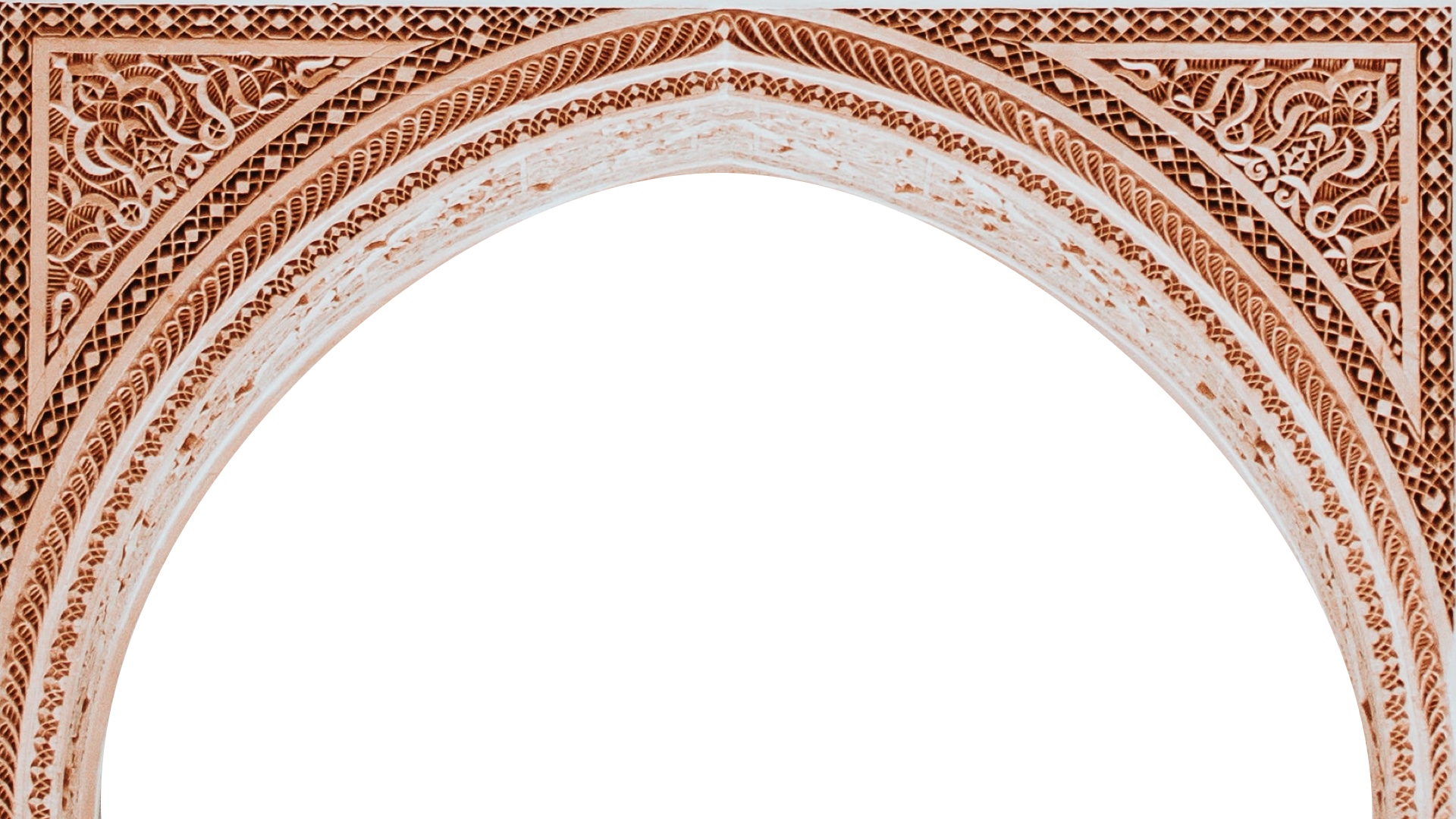 アラベスク模様のアーチ状の枠のバーチャル背景
